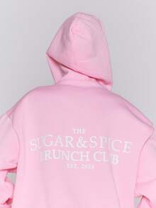 MUSERA Graphic Print Hoodie Tracksuit Top Only Cosy Cute Casual Coffee Club Valentines Day - Pink - View 5