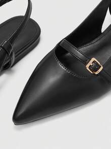 CUCCOO BIZCHIC Women's Pointed Toe Buckle Design Casual Fashionable Flat Shoes - Black - View 8