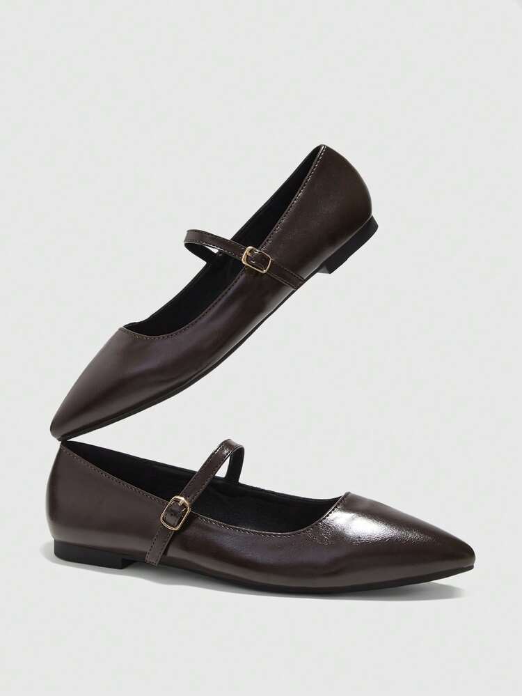 CUCCOO BIZCHIC Women's Pointed Toe Buckle Design Casual Fashionable Shoes Valentine's Day