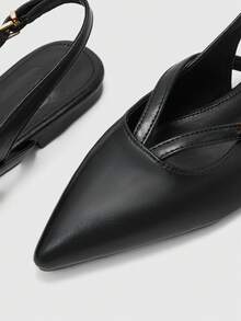 CUCCOO BIZCHIC Women's Pointed Toe Buckle Design Casual Slip-On Loafers - Black - View 8