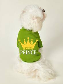 PETSIN 1 Pc Crown Letter Printed Pet , Green Autumn And Winter Thick Warm And Casual Pet Clothing - Green - View 6