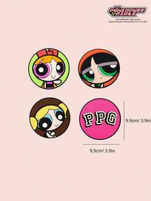 THE POWERPUFF GIRLS X Joivida 耐用PVC材质饮料杯垫 - 四件套，图案包括花朵、泡泡和毛茛，适用于儿童房、派对或收藏。 - 彩色 - 查看 3