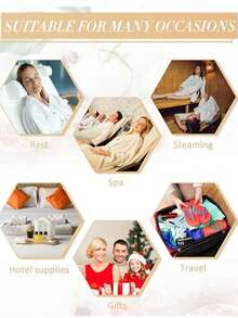 女士奢华水疗浴袍：100%纯棉绒面浴袍，带腰带和口袋 | 适合酒店、桑拿、新娘送礼会等场合的旅行浴袍 | 卫生、轻便的白色毛巾布必备 - 白色 - 查看 8