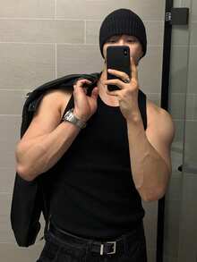 DAZY Men's Summer Casual Solid Black Tank Top - Black - View 4