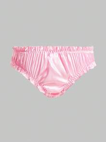 男士纯色蝴蝶结装饰褶皱三角裤，性感内裤