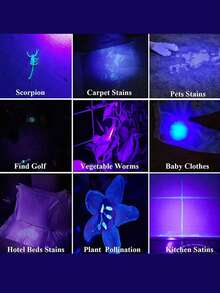 1Pc UV Violet Light Flashlight, Money Detector, Pet Urine &Fluorescent Agent Checker - متعدد الألوان - مشاهدة 4