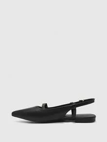 CUCCOO BIZCHIC Women's Pointed Toe Buckle Design Casual Fashionable Flat Shoes - Black - View 9