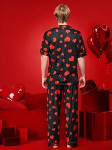 Notgurli 情人节爱心领休闲家居服情侣舒适男士睡衣套装 - 彩色 - 查看 2