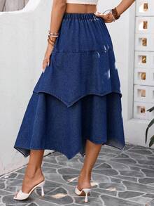 Breezaya Gonna di jeans con orlo asimmetrico per donna - Blu lavato scuro - Visualizzare 2