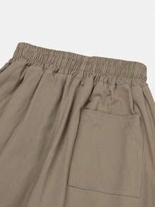 DAZY Men's Solid Brown Elastic Waist Pants, Spring/Autumn - Brown - View 7
