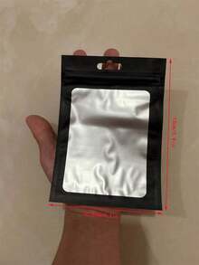 50个装防异味密封袋，可重复密封包装袋，铝箔袋，食品包装袋，珠宝袋，带透明窗口的食品储存袋，密封防异味自封袋，用于食品储存，派对礼品袋 - 黑色 - 查看 9