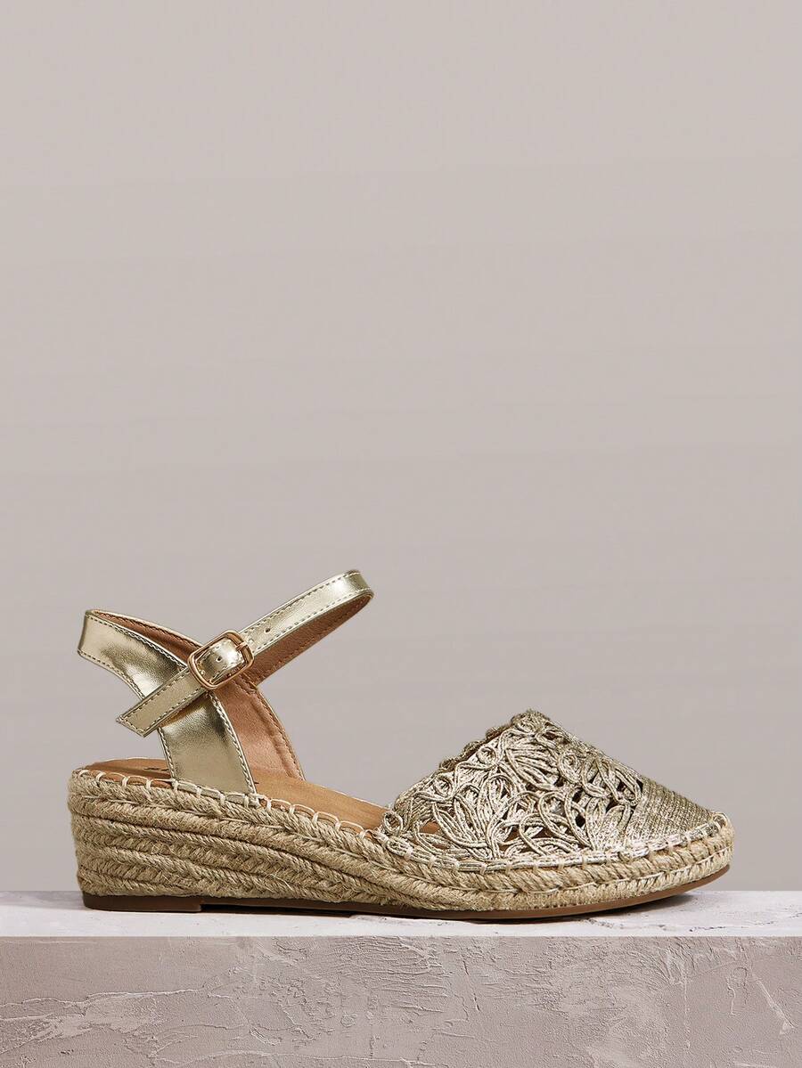 Styleloop Giày sandal đế xuồng và đế cao bằng dây thừng đan cho nữ, phong cách Boho, retro Mỹ, Bohemian, miền Tây, thích hợp cho lễ hội âm nhạc, tiệc tùng, kỳ nghỉ, du lịch. Món đồ thiết yếu khi đi du lịch. - Vàng - Xem 1