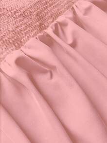 Rustia 大码女式纯色深V领荷叶边下摆休闲/工作吊带衫 - 粉色 - 查看 7