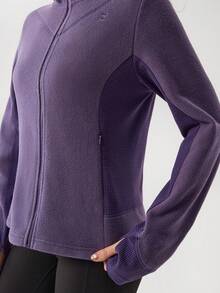 OutZeal 女士保暖抓绒连帽户外外套，侧袋设计，适合秋冬季徒步露营 - 紫色 - 查看 9