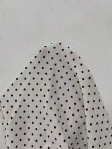 Sunnyshic Black & White Polka Dot Ruffle Sleeve Split Hem Dress - Black and White - View 7
