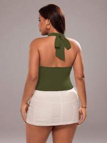 Rustia 美式性感街头风吊带背心，百搭时尚 - 軍綠色 - 查看 2