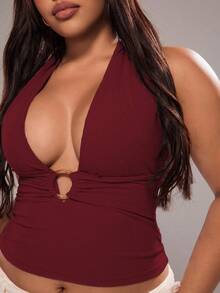 Rustia American Style Sexy Street Chic Spaghetti Strap Camisole Top For Women, Versatile - Burgundy - View 4