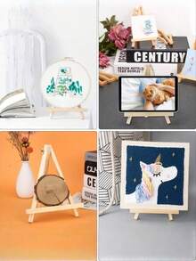 1 Pieza de Caballete de madera triangular portátil para soportar lienzos, fotos, paneles, pintura de escritorio, universal para artistas, ferias artesanales, bodas, suministros escolares, regalos, decoración del hogar y de oficina - Multicolor - Ver 7