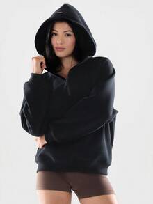 GLOWMODE Heavyweight Fleece Oversized Hoodie Jacket Thick Thermal Warm Winter - Black - View 5