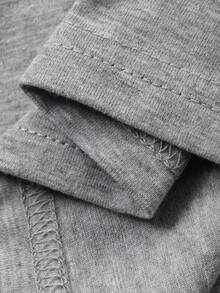 DAZY Young Girl' Casual Ruffle Trim Asymmetrical Shoulder Short Sleeve T-Shirt - Grey - View 10