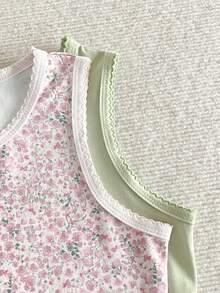 2pcs/Set Girls Crew Neck Camisole Undershirt, Comfortable Casual Layering Wear Girls Tank Tops Girls Tops Summer Tweens Tank Top Crop Top Crop Tops Kids Summer - Multicolor - View 6