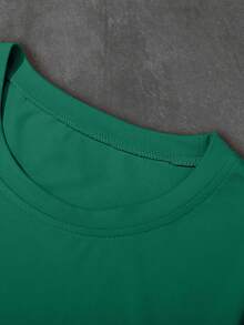 PAVTROS 男士休闲 #96 图案圆领短袖T恤 - 墨綠色 - 查看 5