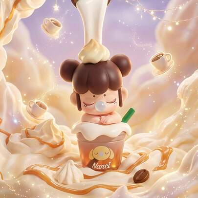 POKOJA LAND Blind Box(Non-Plush Filling),Nanci Bubble Tea & Dessert Blind Box Figures - 7 Total Models (6 Regular + 1 Hidden), ABS Collectible Toys With Beverage/Dessert Cup Accents, Thoughtful Gift For Friends & Family, Unique Decor For Kitchen/Desk Displays, Adorable Pastel Character Set For Figurine Collectors & Bubble Tea Enthusiasts