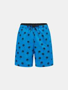 SHEIN 青少年男童夏季椰树印花蓝色二合一双层泳裤，舒适时尚，适合游泳、休闲、上学、潜水、音乐节、假日派对、海滩度假等各种场合，尽享夏日风情，春夏季节皆宜。 - 藍色 - 查看 7