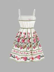 Travachic KIDS Đầm hai dây họa tiết hoa cổ điển, thanh lịch, thoải mái cho bé gái tuổi teen, thích hợp cho kỳ nghỉ. - Nhiều màu - Xem 4