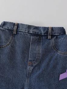 Sparklyn 2 件女童休闲蝴蝶结 T 恤和牛仔裤套装，适合日常穿着和通勤 - 彩色 - 查看 7