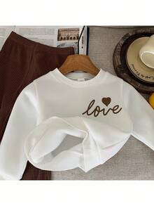 6件套女婴针织圆领休闲卫衣和打底裤套装