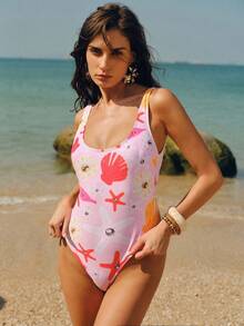 Swim Oasis Elegant Beach Vacation Shell & Starfish Pattern Swimsuit Coverup & Skirt Set - Multicolor - View 7