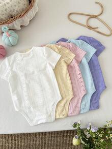 LMoss Kids Set de 5 bodys de punto de unicolor lindos para bebé niña, para verano - Multicolor - Ver 4