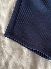 Souflis Souflis 2pcs/Set Toddler Boys Polo Collar Short Sleeve Top And Shorts Outfit, Top With Ribbed Collar And Cuffs, Embroidered Design, Textured Fabric Shorts, Perfect Summer Outfit For Baby Boys Baby Boy Casual Short Sleeve Toddler Boy Short Set Baby Boy Clothes Navy Baby Outfit Baby Boy Polo - Navy - View 9