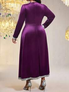 Fleurora Váy dạ hội đính sequin sang trọng cỡ lớn màu tím - Màu tím - Xem 3