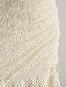 Đầm quây không dây vai, chất liệu vải có họa tiết, xếp ly, mềm mại dành cho thiếu nữ, thích hợp cho kỳ nghỉ, tiệc trà chiều, đi biển, du thuyền, kỳ nghỉ thành phố, mọi mùa, đám cưới, lễ hội âm nhạc, kỳ nghỉ phong cách boho. - Màu be - Xem 9