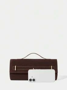 SHECARRY 1pc Women's Fashionable Woven Tote Bag For Daily Use - Chocolate Brown - View 5