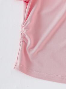 Sparklyn Set da 5 magliette casual a maniche corte con arricciatura in vita, adatte per ragazze pre-adolescenti, versatili per primavera/estate - Multicolore - Visualizzare 8