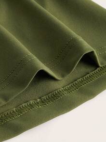 Slaydiva 秋季休闲运动简约小立领半拉链拇指袖口长袖贴饰插肩袖修身瑜伽服绿色针织女上衣-E