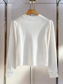 GlowEve CURVE Plus Size Bow Knit Cardigan For Women, Long Sleeve, Chic Style - White - View 2