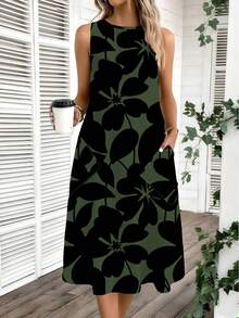 SHEIN LUNE Đầm nữ dáng lửng in họa tiết, thích hợp cho mùa xuân/hè. - Nhiều màu - Xem 6