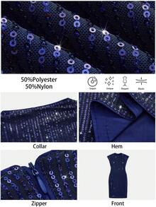 Maija Women's Sequin Mini Dress,Navy Blue,Summer,70's Night Club Party Disco Shimmering Sleeveless Outfits For New Year's Eve,Valentine's Day&Graduation - Navy Blue - View 4