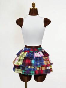 Mistrie 女士Y2K彩色格子休闲时尚蛋糕裙 - 彩色 - 查看 2