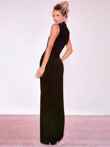 MUSERA 立领缎面长裙，适合春假、婚礼、毕业典礼、伊比沙岛度假、秋季夜晚外出、婚礼等场合，优雅迷人，亦可作为婚礼宾客、约会之夜或复古摇滚风的秋季、冬季或夏季服装穿着。