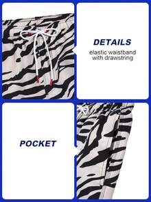 Manfinity VDAYZ Men's Casual Zebra Print Beach Shorts - Black - View 6