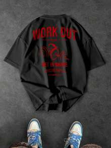 Sport MetroGents Men's Letter Print Short Sleeve Casual Sports T-Shirt - Black - View 2