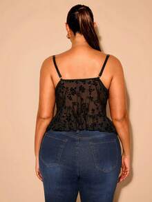 SHEIN BAE Áo hai dây dáng lệch vạt, dây mảnh, dành cho nữ cỡ lớn, thích hợp cho mùa hè, các buổi tiệc thanh lịch, sinh nhật, ngày Valentine. - màu đen - Xem 2