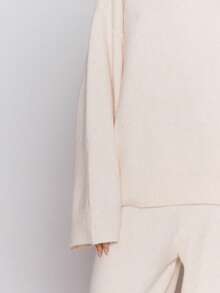 MUSERA 针织宽松套头衫，酷女孩风，街头风，可爱，，，秋冬季 - 奶油色 - 查看 5