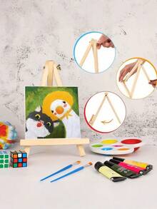 1 Pieza de Caballete de madera triangular portátil para soportar lienzos, fotos, paneles, pintura de escritorio, universal para artistas, ferias artesanales, bodas, suministros escolares, regalos, decoración del hogar y de oficina - Multicolor - Ver 10