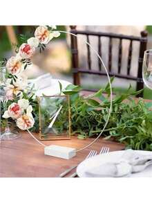 1/5/10个金属花环桌饰，银色花环带白色支架，花环编织，适用于DIY家居装饰、婚礼餐桌装饰、生日毕业礼物 - 彩色 - 查看 6